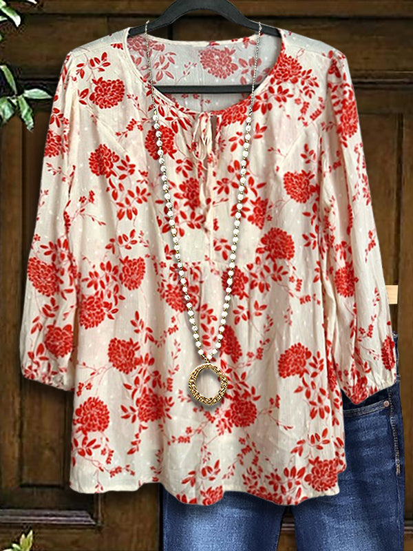 Fresh Floral Versatile Casual Blouse