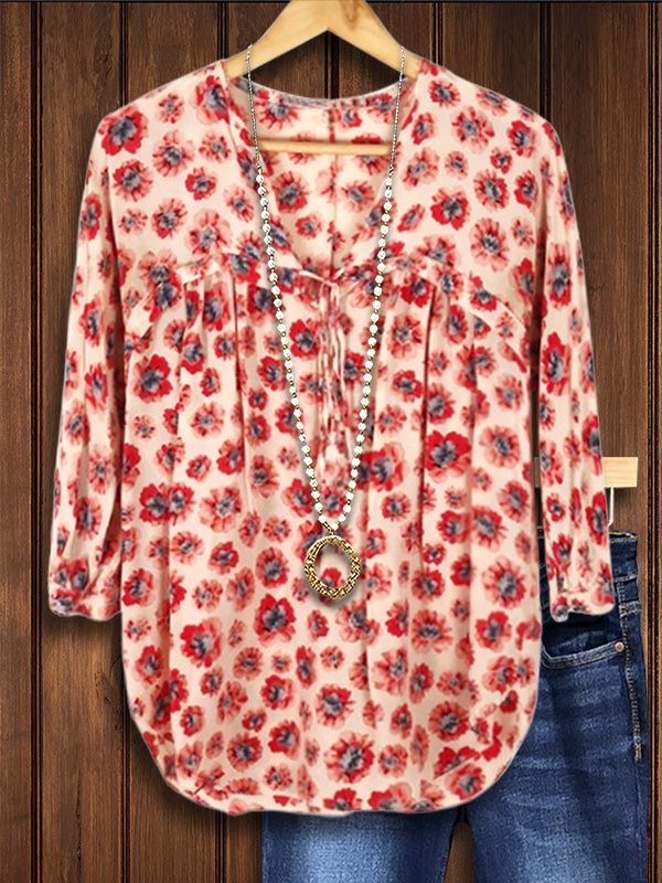 Classic Floral Print Casual Blouse