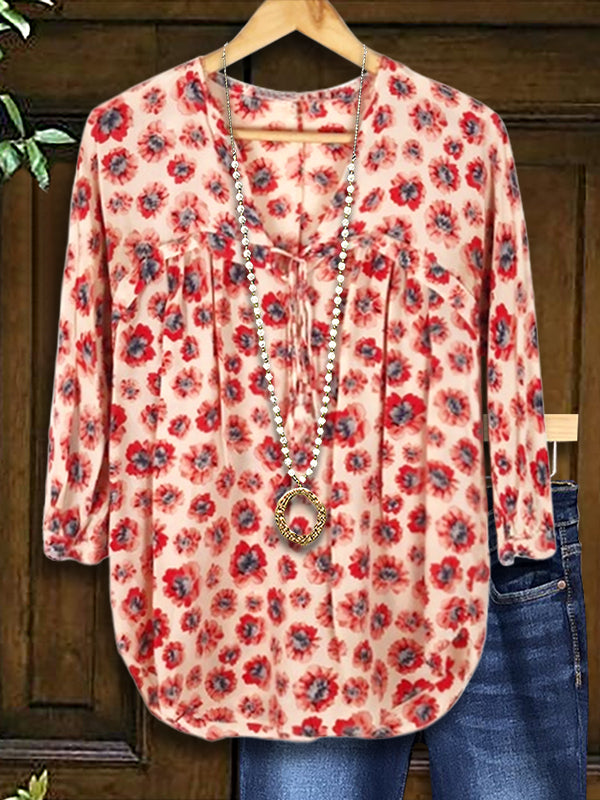 Classic Floral Print Casual Blouse