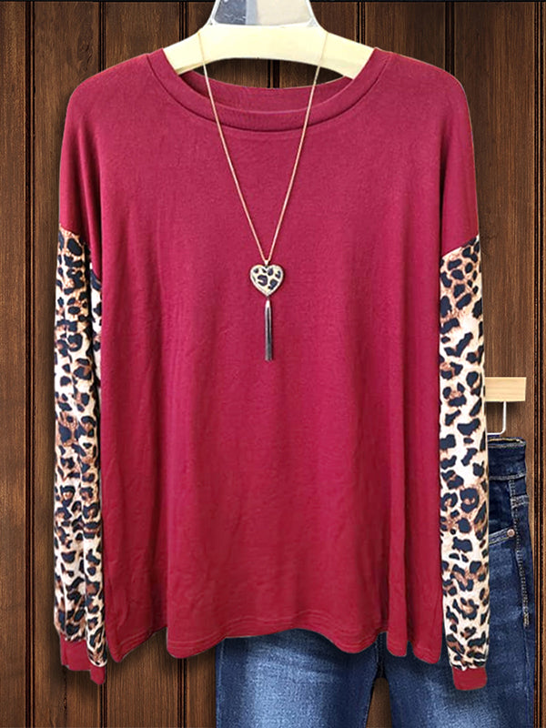 Leopard Print Patchwork Casual Top