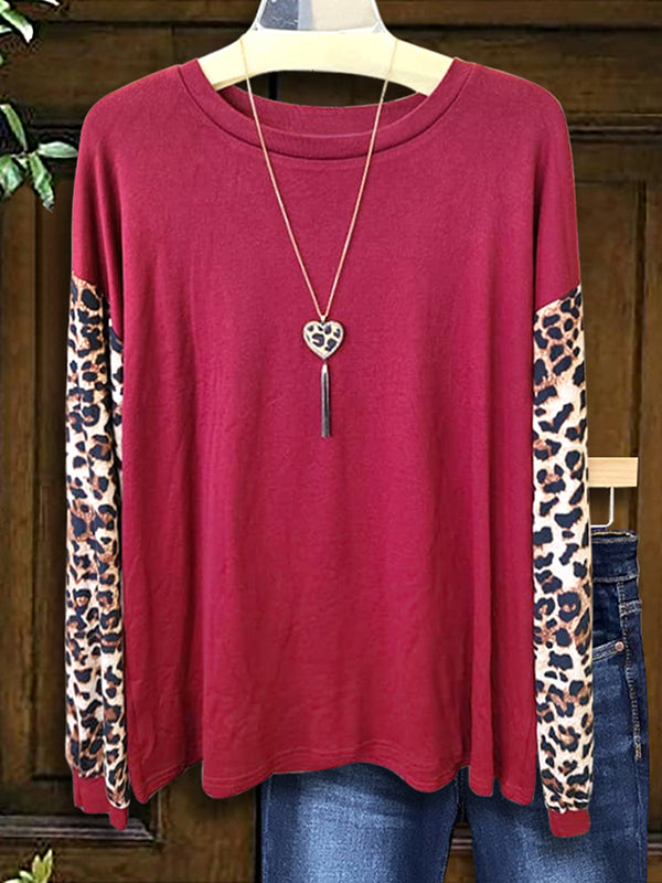 Leopard Print Patchwork Casual Top