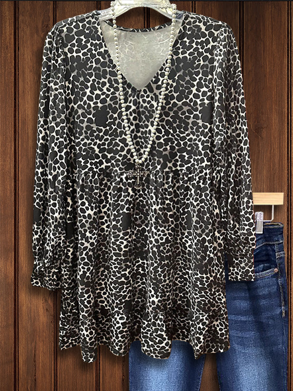 Leopard Print Casual Blouse