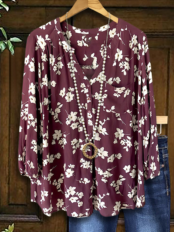 Silhouette Floral Print Versatile Blouse