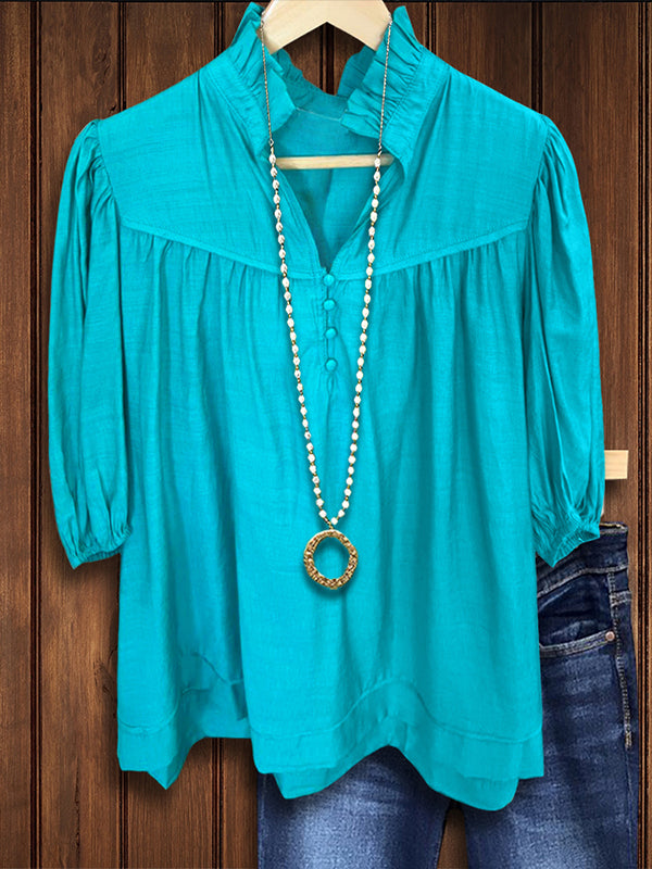 Solid Ruffled Versatile Blouse