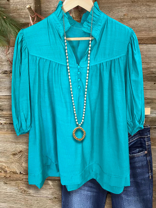 Solid Ruffled Versatile Blouse