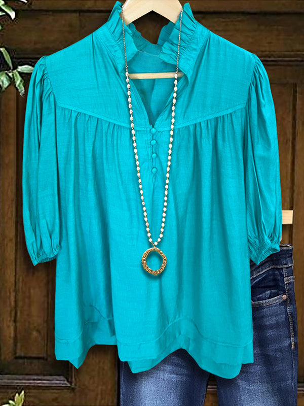 Solid Ruffled Versatile Blouse