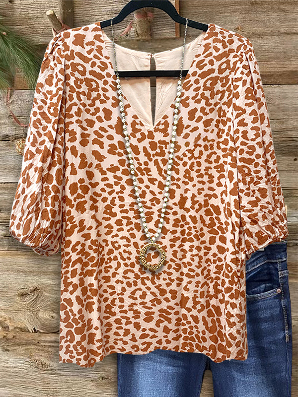 Leopard Print Casual Blouse