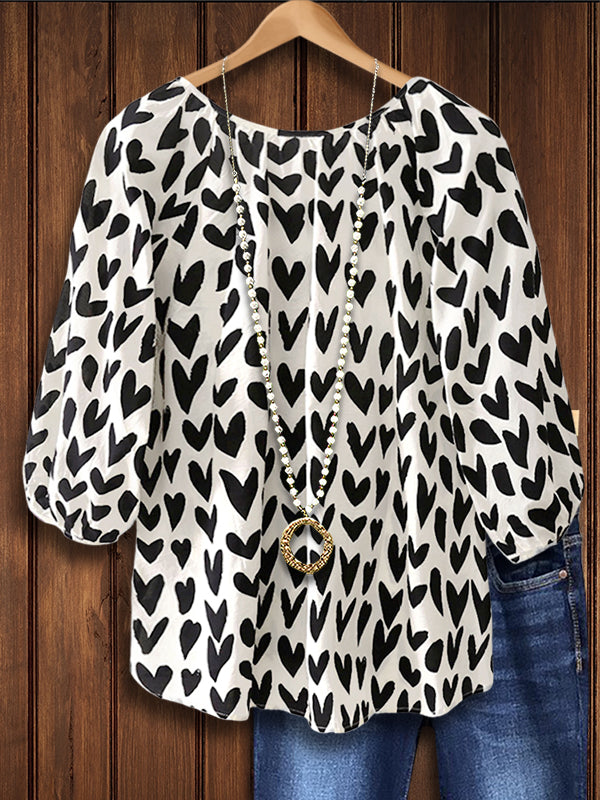 Heart Print Fashion Blouse