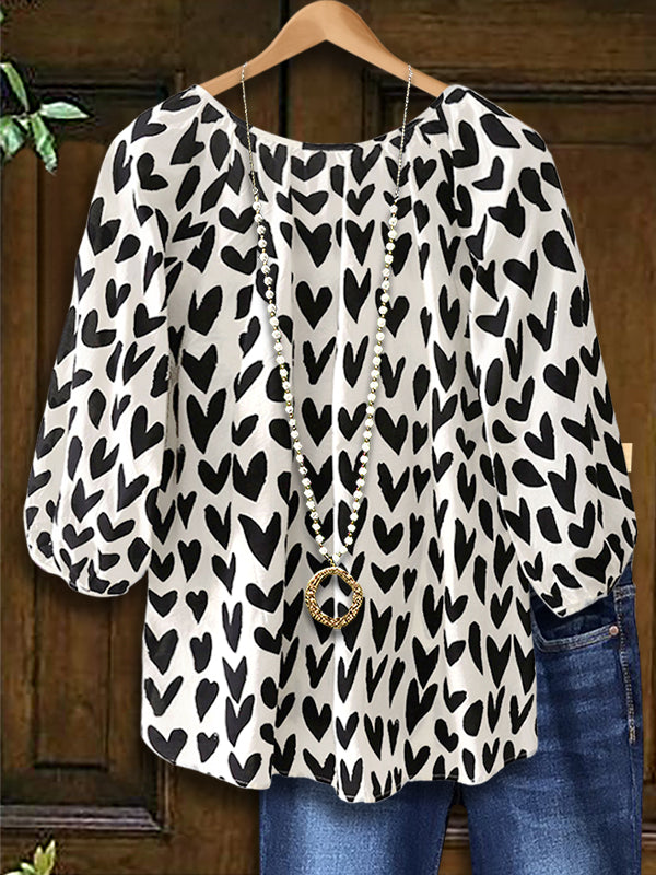 Heart Print Fashion Blouse