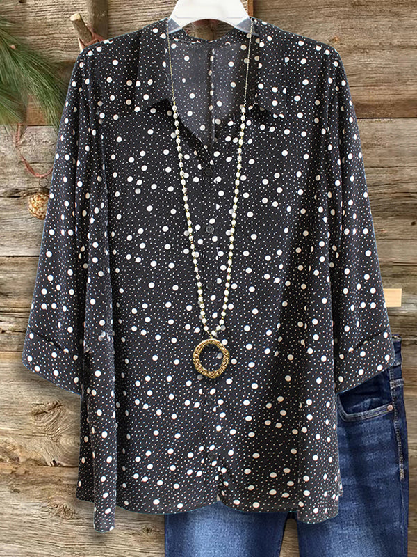 Polka Dot Print Casual Blouse