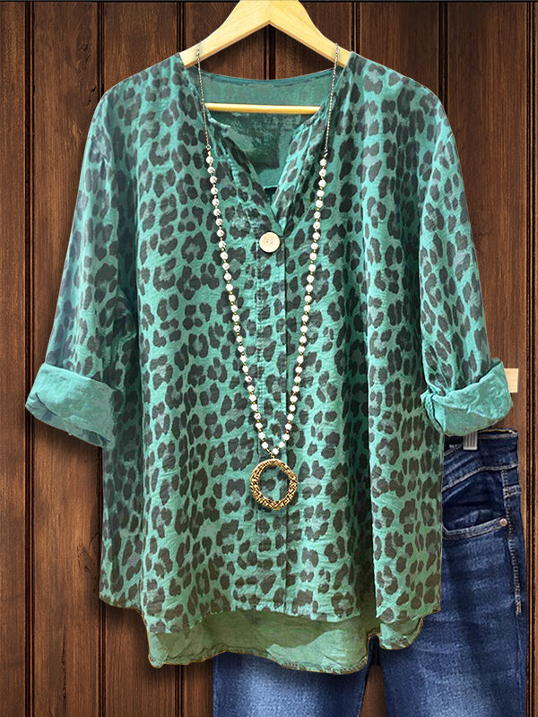 Classic Leopard Print Casual Blouse