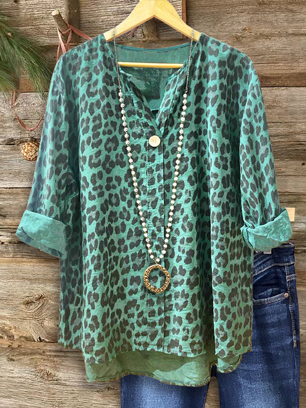 Classic Leopard Print Casual Blouse