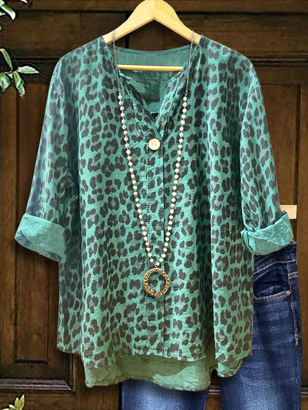 Classic Leopard Print Casual Blouse