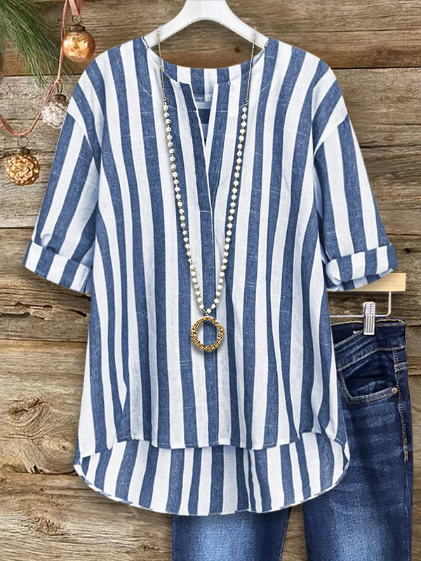 Classic Striped Casual Blouse