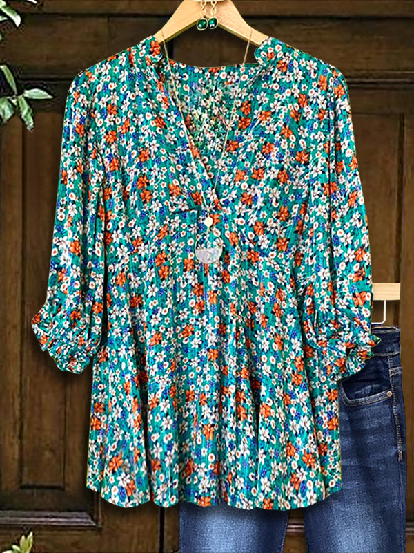 Floral Print Ruffled Blouse