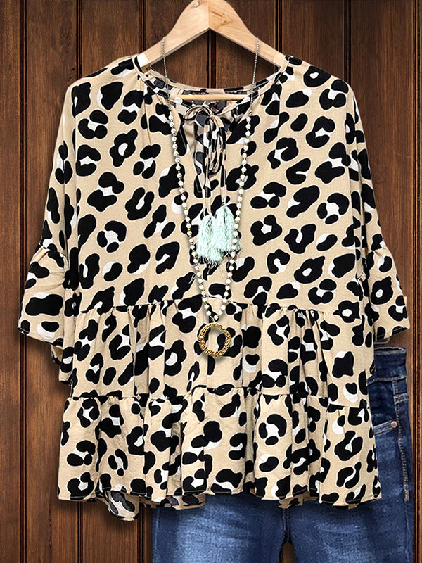 Leopard Ruffled Casual Blouse