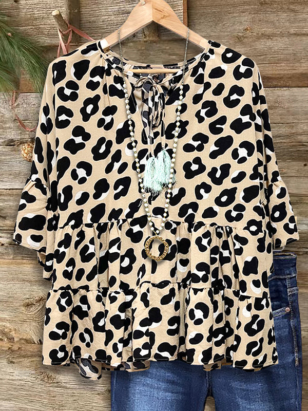 Leopard Ruffled Casual Blouse