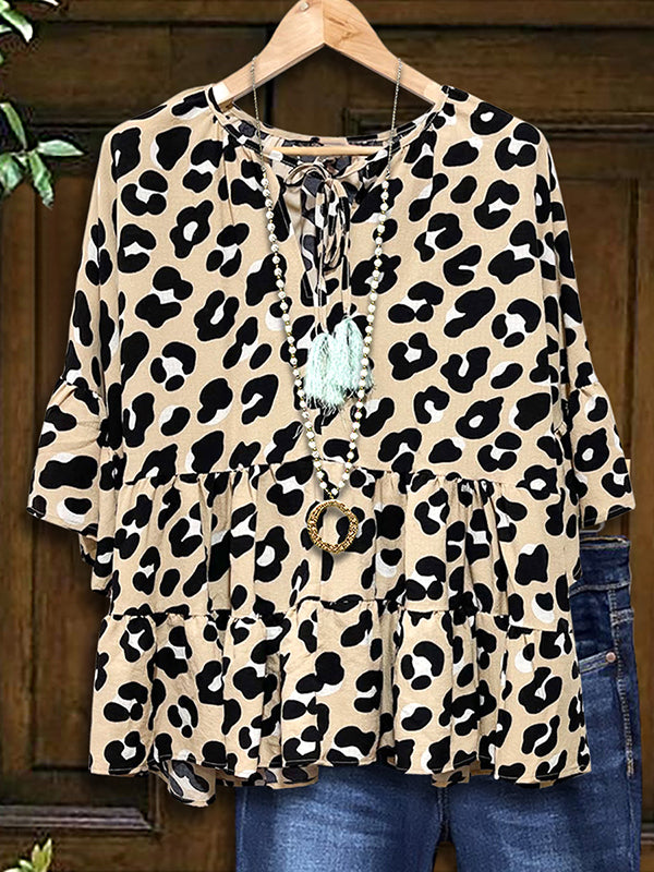 Leopard Ruffled Casual Blouse