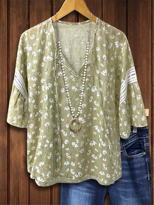 Fresh Floral Ruffled Blouse