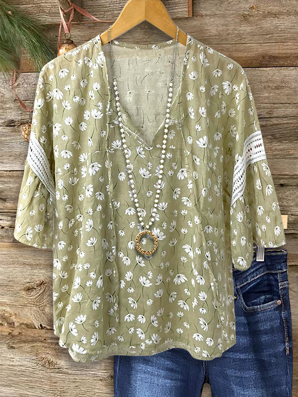 Fresh Floral Ruffled Blouse