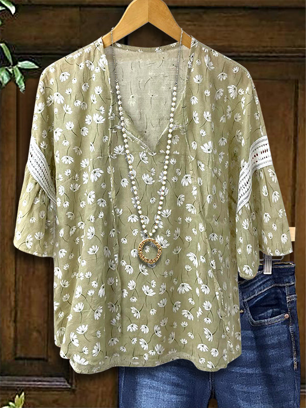 Fresh Floral Ruffled Blouse