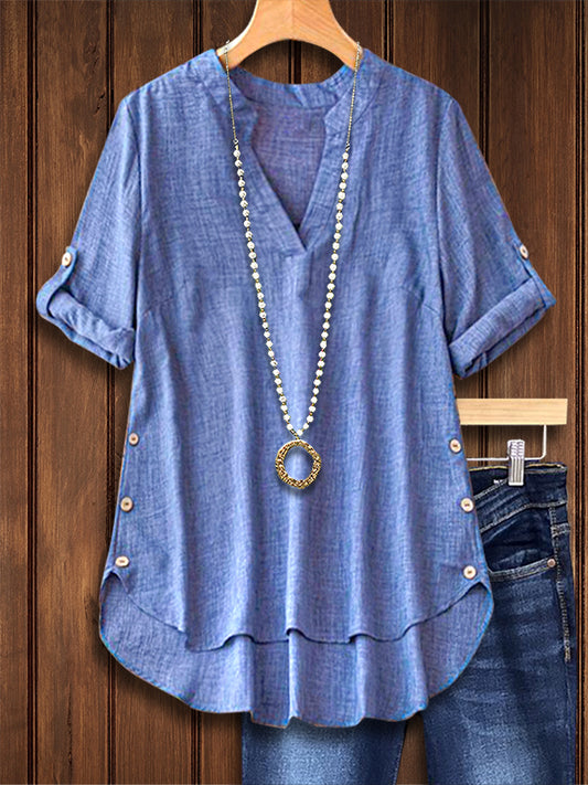 Solid Color Versatile Casual Blouse