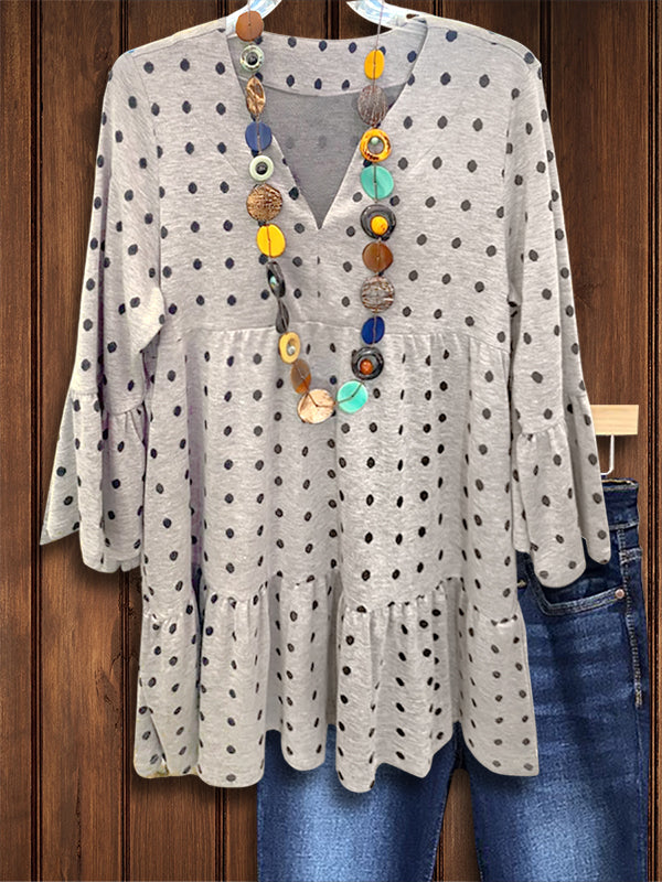 Classic polka Dot Ruffle Blouse