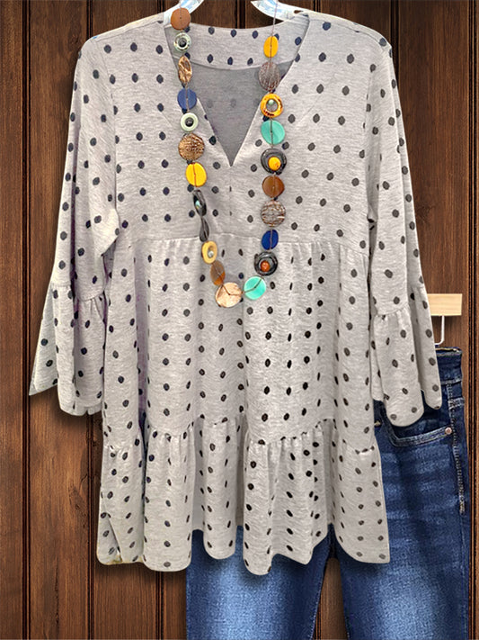 Classic polka Dot Ruffle Blouse