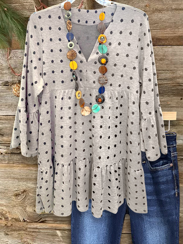 Classic polka Dot Ruffle Blouse