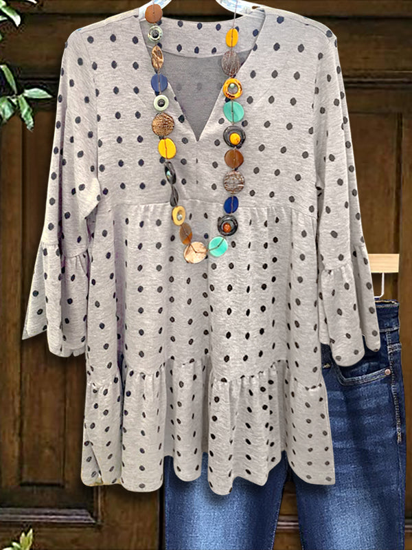 Classic polka Dot Ruffle Blouse