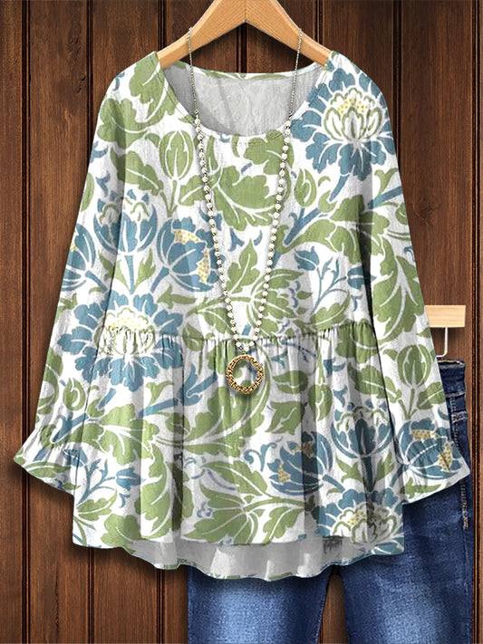 Natural Floral Print Casual Blouse