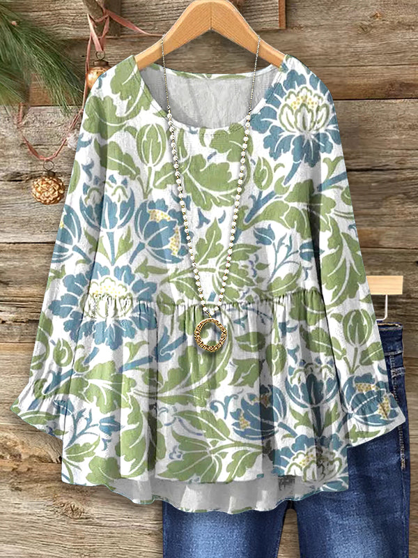 Natural Floral Print Casual Blouse