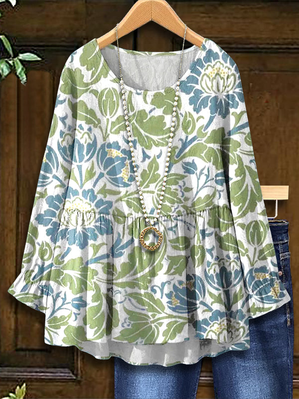 Natural Floral Print Casual Blouse