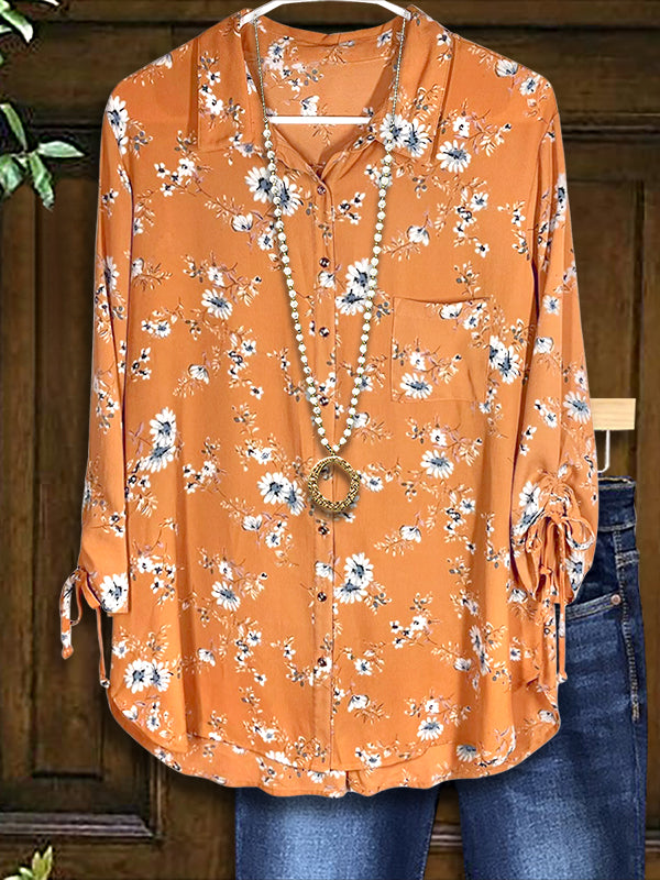 Daisy Print Patch Pocket Blouse