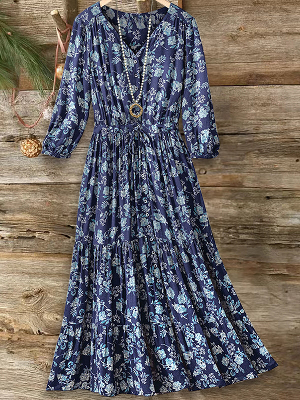 Vintage Floral Print Romantic Dress