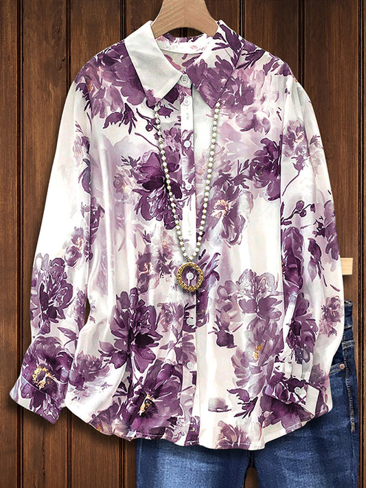 Romantic Floral Print Fashion Blouse