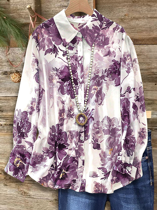 Romantic Floral Print Fashion Blouse