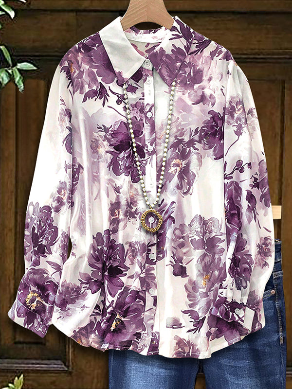 Romantic Floral Print Fashion Blouse