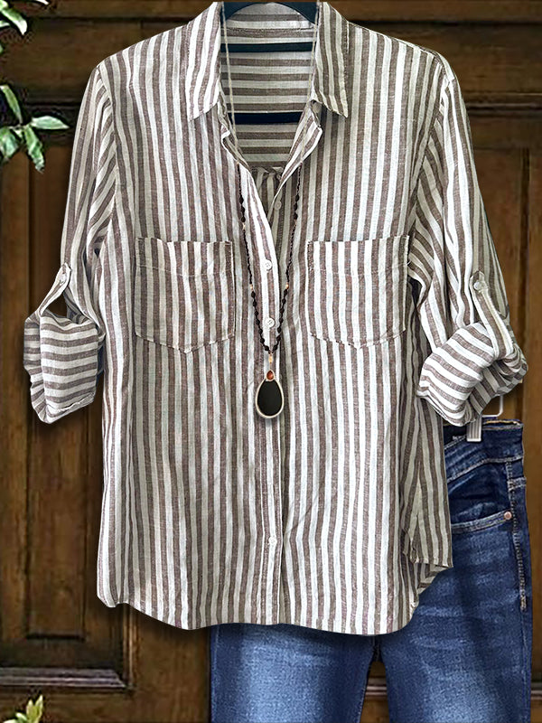 Classic Striped Casual Blouse