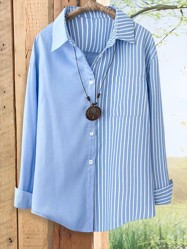 Striped Patchwork Casual Blouse