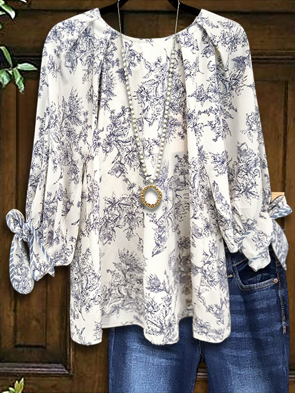 Classic Blue Floral Fashion Blouse