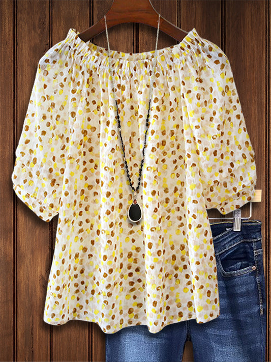 Color Dot Print Casual Blouse