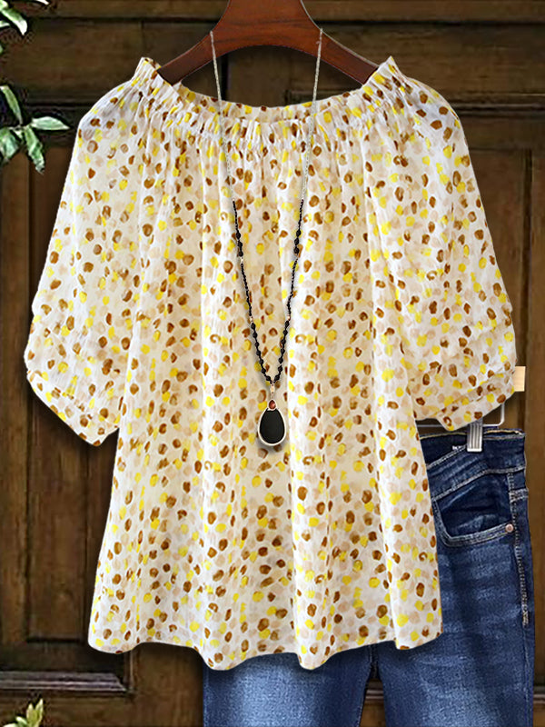 Color Dot Print Casual Blouse