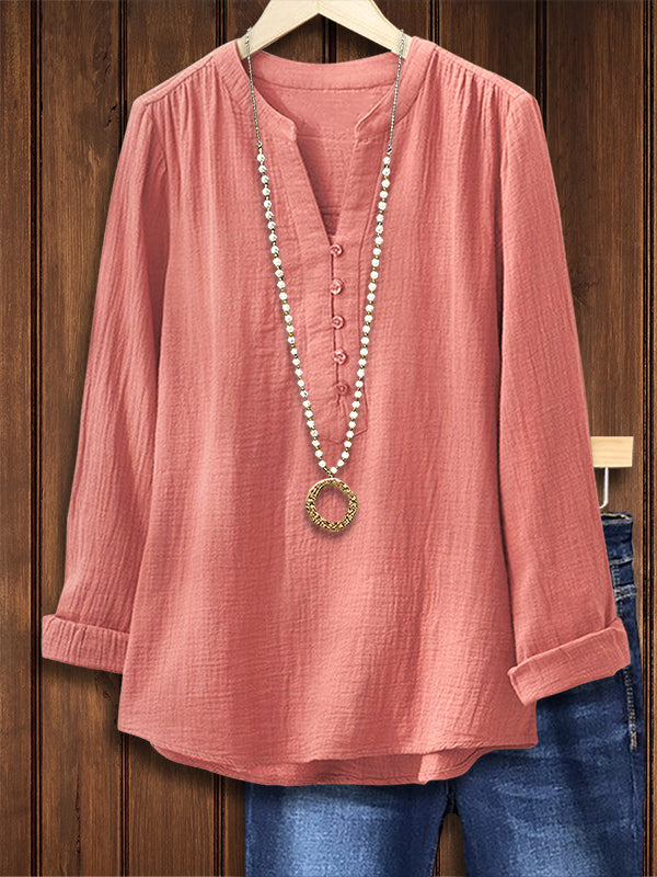 Solid Color Casual Blouse