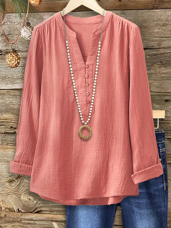 Solid Color Casual Blouse