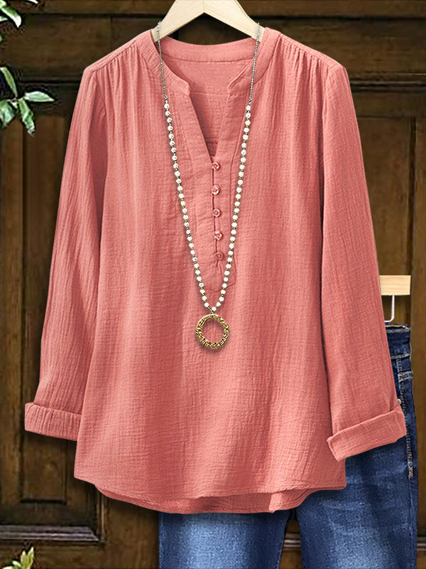 Solid Color Casual Blouse