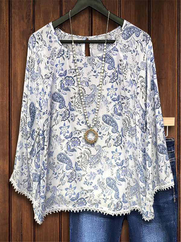 Ethnic Paisley Print Casual Blouse