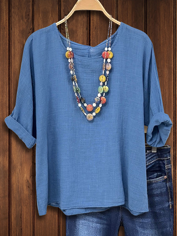 Solid Color Versatile Casual Blouse