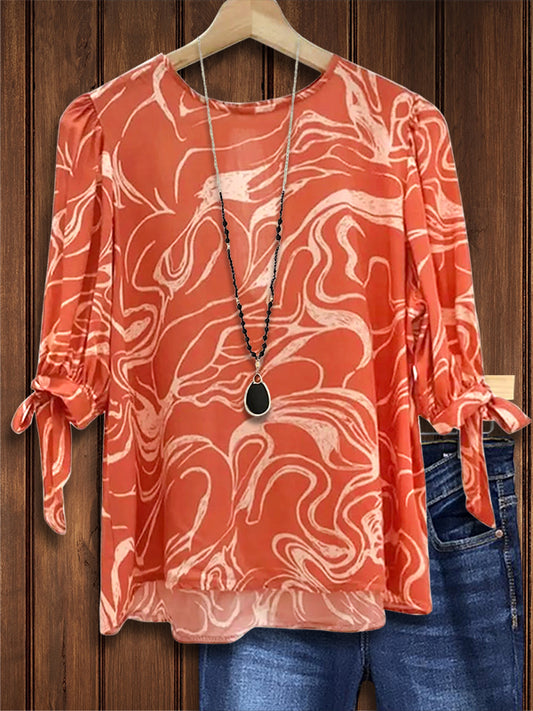 Abstract Print Casual Blouse