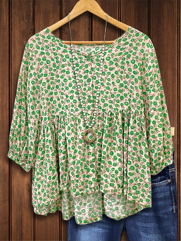 Fresh And Dotted Printed Casual Blouse